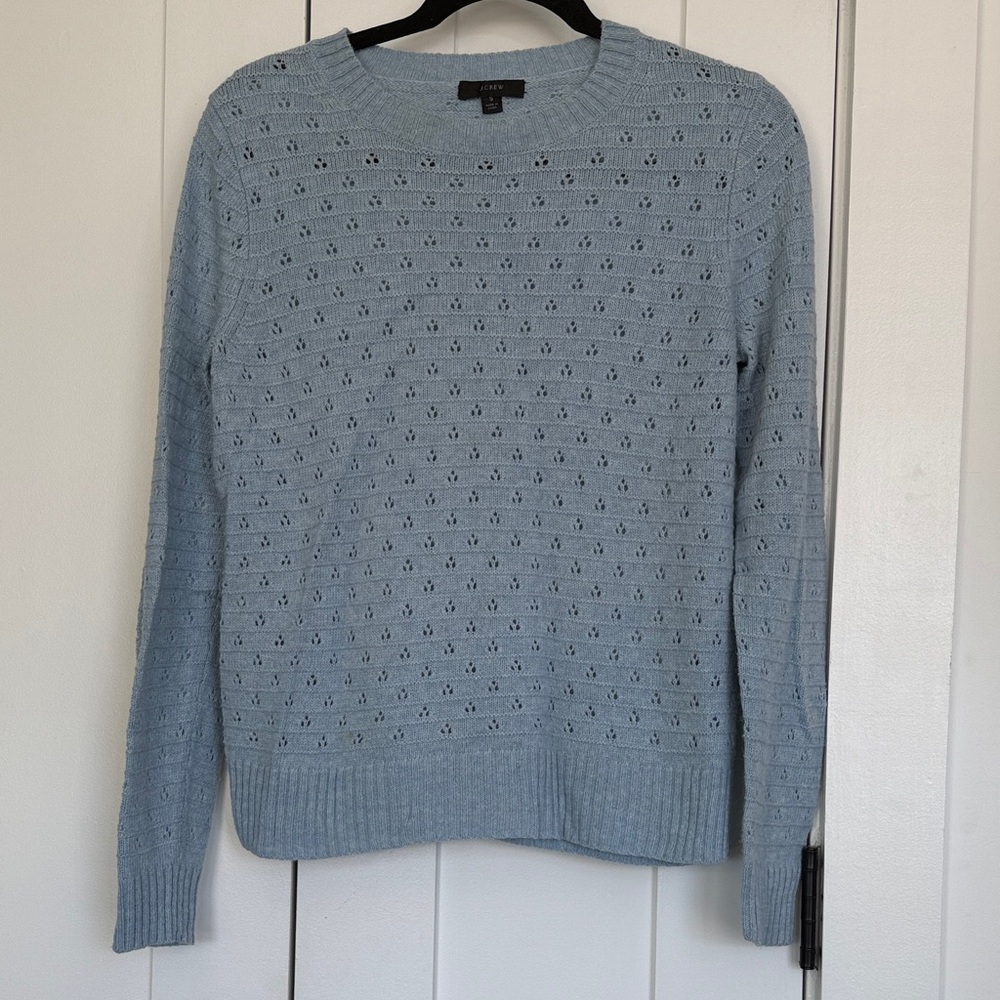 J.Crew Light Blue Pointelle Knit Sweater - Small